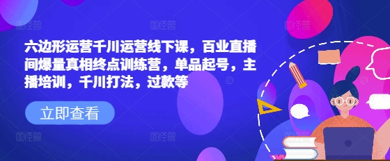 六边形运营千川运营线下课，百业直播间爆量真相终点训练营，单品起号，主播培训，千川打法，过款等_菜菜笔记