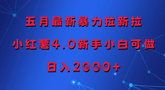 五月最新暴力拉新拉，小红薯4.0新手小白可做，日入多张_菜菜笔记