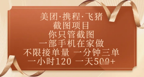 飞猪美团截图项目，你只管截图，一部手机在家做，正规平台无套路，一天5张+【揭秘】_菜菜笔记
