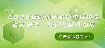 2025新版原创微信小店带货者实操课，教你微信开小店_菜菜笔记