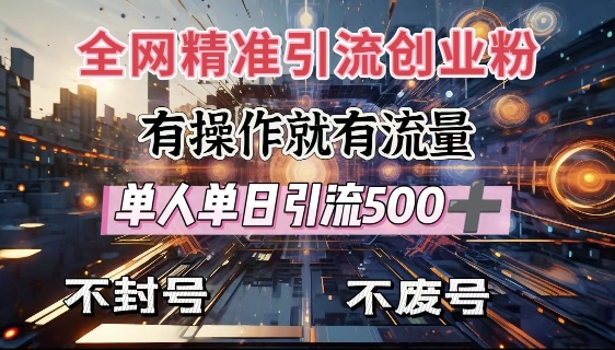 全网独家引流创业粉，有操作就有流量，单人单日引流500+，不封号、不费号_菜菜笔记