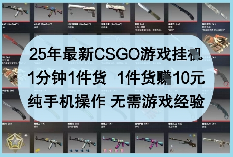 25年最新CSGO游戏挂G，1分钟1件货，1件货挣10元，纯手机操作，无需游戏经验【揭秘】_菜菜笔记