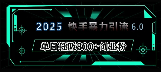 2025年快手6.0保姆级教程震撼来袭，单日狂吸300+精准创业粉_菜菜笔记