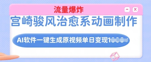 宫崎骏风治愈系动画制作，AI软件一键生成原创视频流量爆炸，单日变现多张，详细实操流程_菜菜笔记