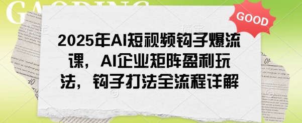2025年AI短视频钩子爆流课，AI企业矩阵盈利玩法，钩子打法全流程详解_菜菜笔记