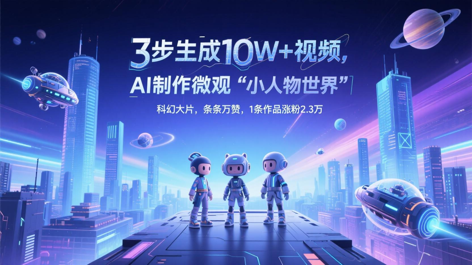 三步生成10W+视频，AI制作微观“小人物世界”科幻大片，条条万赞，1条作品涨粉2.3万_菜菜笔记