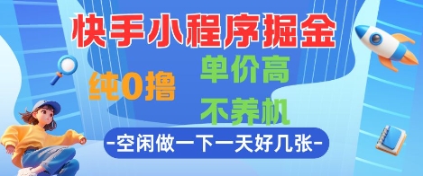 快手小程序掘金，纯0撸，单价高不养机 利用空闲时间做一做，一天好几张【揭秘】_菜菜笔记