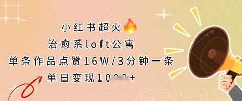 小红书超火的治愈系loft公寓，单条作品点赞16W，3分钟一条，单日变现数张_菜菜笔记