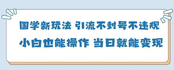 国学新玩法，引流不封号不违规小白也能操作，当日就能变现_菜菜笔记