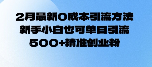 2月最新0成本引流方法，新手小白也可单日引流500+精准创业粉_菜菜笔记