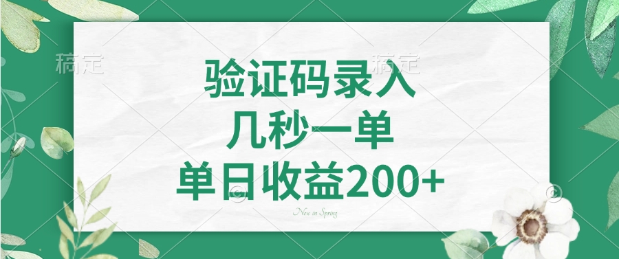 验证码录入，几秒一单，单日收益200+_菜菜笔记