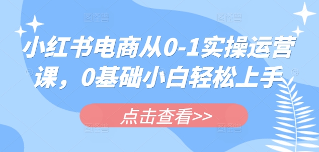 小红书电商从0-1实操运营课，0基础小白轻松上手_菜菜笔记