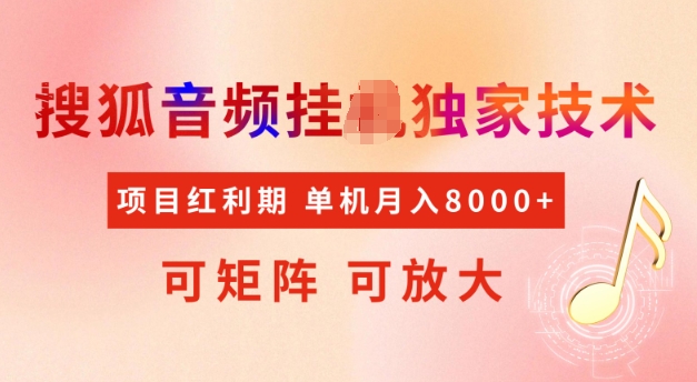 首发搜狐音频挂JI，项目红利期，可矩阵可放大，稳定月入5k【揭秘】_菜菜笔记