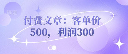 付费文章：客单价500，利润300_菜菜笔记