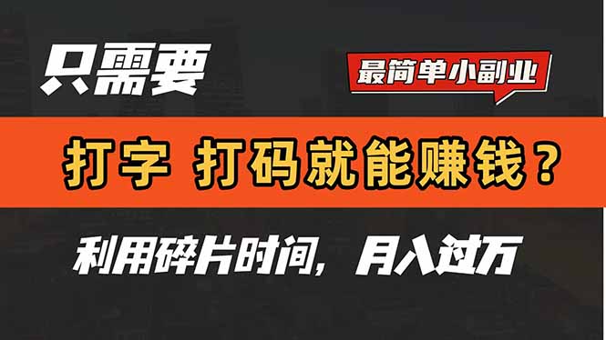 只需要打字，打码，就能赚钱？简单的赚钱小副业，利用碎片时间，月入过万_菜菜笔记