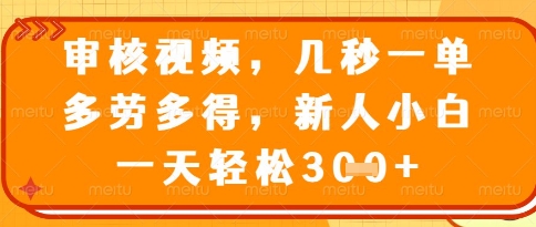 视频审核员，几秒一单，不限时间，不限地点，多做多得，新人小白一天轻松几张+【揭秘】_菜菜笔记