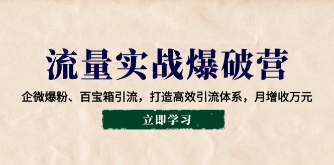 流量实战爆破营：企微爆粉、百宝箱引流，打造高效引流体系，月增收万元_菜菜笔记