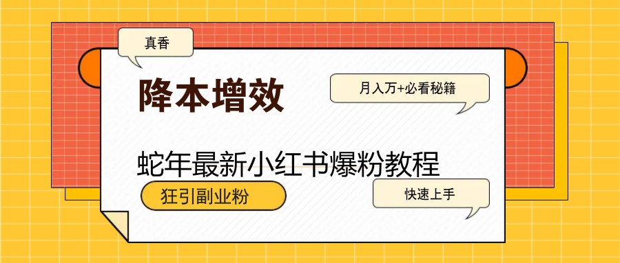 蛇年最新小红书爆粉教程，狂引副业粉，月入万+必看_菜菜笔记