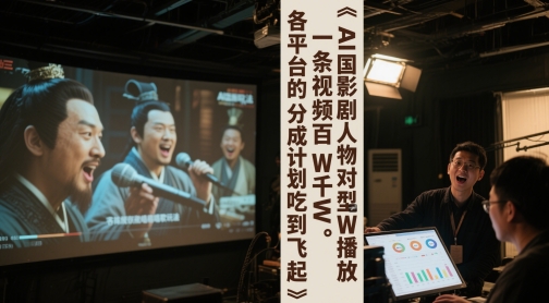 AI三国影视剧人物对口型唱歌玩法，一条视频百W千W播放，各平台的分成计划吃到飞起_菜菜笔记