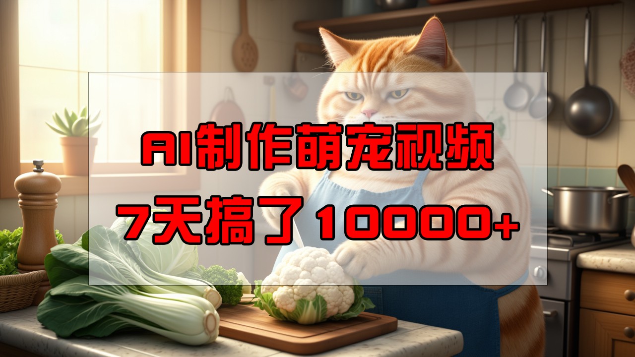 靠AI制作萌宠视频，7天搞了1万+，操作简单门槛低，有手机就行_菜菜笔记
