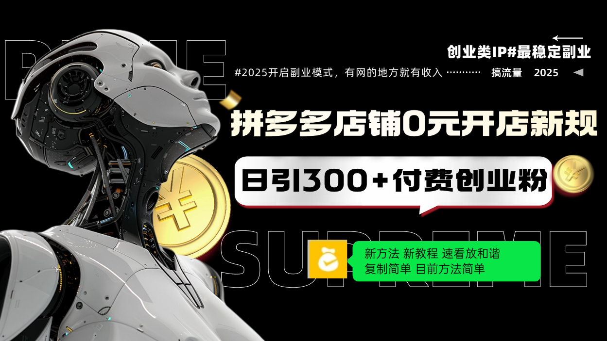 拼多多店铺0元开店新规，日引300+付费创业粉，目前方法简单复制粘贴可矩阵_菜菜笔记