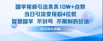 国学视频引流条条10W+点赞当日引流变现超4位数_菜菜笔记