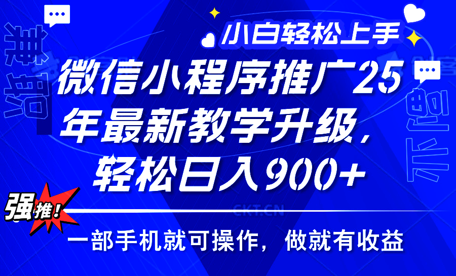 2025年微信小程序推广，最新教学升级，轻松日入900+，小白宝妈轻松上手…_菜菜笔记