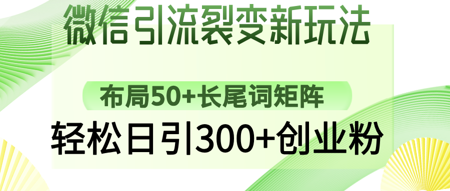 微信引流裂变新玩法：布局50+长尾词矩阵，轻松日引300+创业粉_菜菜笔记