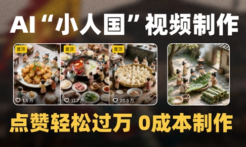 爆款1000W+播放微缩景观迷你小人国AI视频0成本制作全流程教学_菜菜笔记