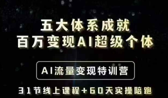 五大体系成就百万变现AI超级个体- AI流量变现特训营，一步一步教你一个人怎么年入百W_菜菜笔记