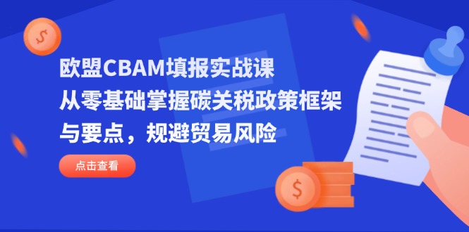 欧盟CBAM填报实战课，从零基础掌握碳关税政策框架与要点，规避贸易风险_菜菜笔记