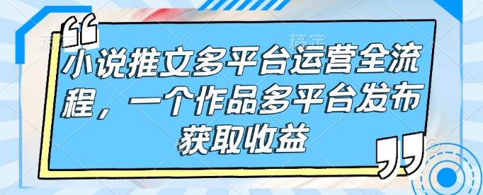 小说推文多平台运营全流程，一个作品多平台发布获取收益_菜菜笔记