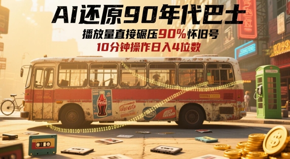 AI还原90年代巴士，一帧就让70后泪崩，播放量直接碾压90%怀旧号，每天操作十分钟，日入四位数_菜菜笔记
