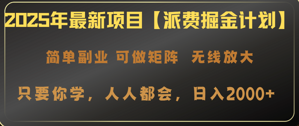 2025年最新项目【派费掘金计划】操作简单，日入2000+_菜菜笔记
