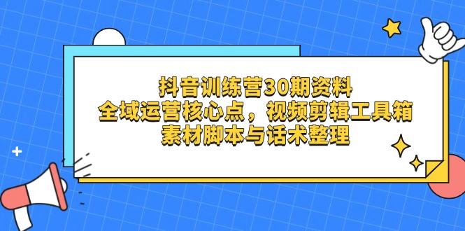 抖音训练营30期资料，全域运营核心点，视频剪辑工具箱 素材脚本与话术整理_菜菜笔记