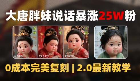 AI大唐胖贵妃说话2.0，40条视频暴涨40w粉，附独家变现攻略_菜菜笔记