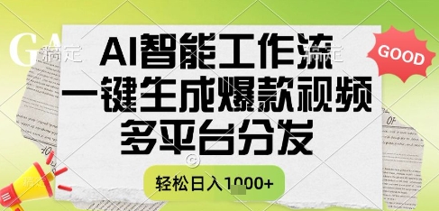AI智能工作流，一键生成书单号爆款视频，多平台分发，每日收益多张【揭秘】_菜菜笔记
