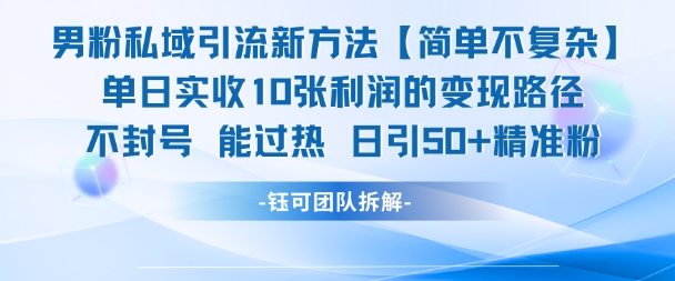 男粉私域引流新方法，单日收10张利润，日引流50+精准粉_菜菜笔记
