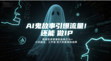 AI鬼故事引爆流量，还能做IP，视频号多渠道收益单日1k+，小白副业、工作室放大的最佳选择_菜菜笔记