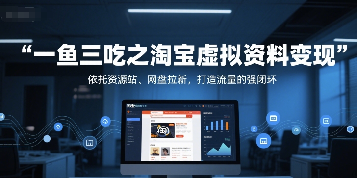 一鱼三吃之淘宝虚拟资料变现，依托资源站、网盘拉新，打造流量的强闭环_菜菜笔记