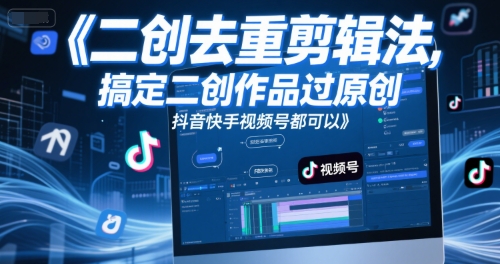 短视频二创去重剪辑法，搞定二创作品过原创，抖音快手视频号都可以_菜菜笔记