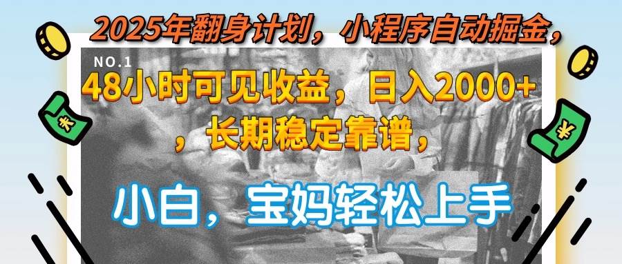 （15082期）2025年翻身计划，小程序自动掘金48小时可见收益，日入2000+，长期稳定…_菜菜笔记