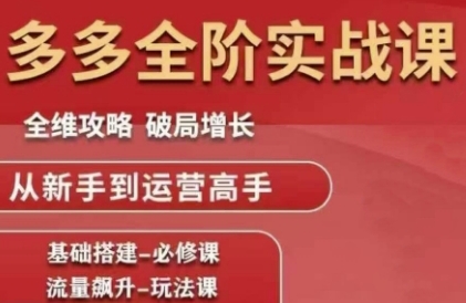 拼多多全阶实战课程，全维攻略，破局增长，从新手到运营高手_菜菜笔记