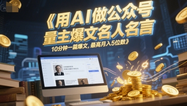 用AI做公众号流量主爆文名人名言，10分钟一篇爆文，最高月入5位数_菜菜笔记