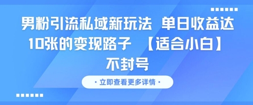 男粉引流私域新玩法，单日收益达10张的变现路子 【适合小白】不封号_菜菜笔记