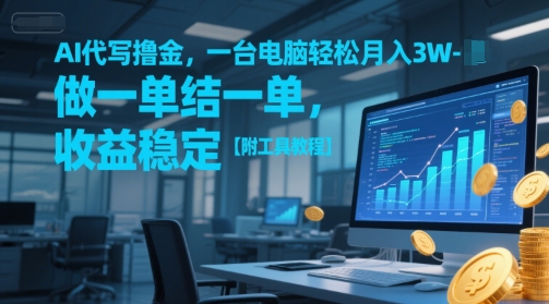 AI代写撸金，一台电脑轻松月入1-3W，做一单结一单，收益稳定【附工具教程】_菜菜笔记