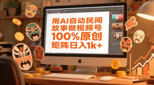 用AI自动民间故事做视频号，100%原创，矩阵日入1k+_菜菜笔记