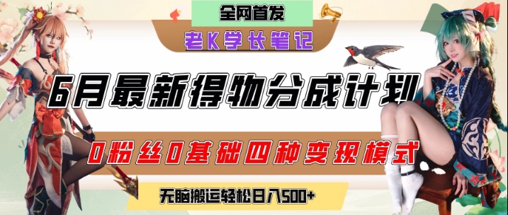 6月份最新得物创作者分成计划2.0玩法，0粉丝0基础四种模式变现，从隐蔽渠道无脑搬运，日入2张_菜菜笔记