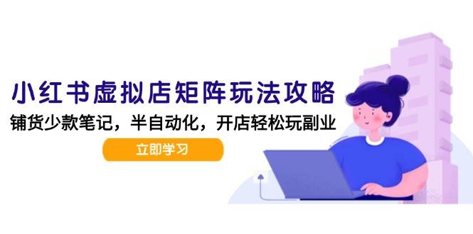 小红书虚拟店矩阵玩法-更新56，AI批量制作笔记，半自动化运营日发20笔记攻略_菜菜笔记