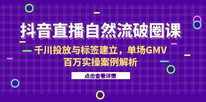 （15136期）抖音直播自然流破圈课-6月，千川投放与标签建立，单场GMV百万实操案例解析_菜菜笔记
